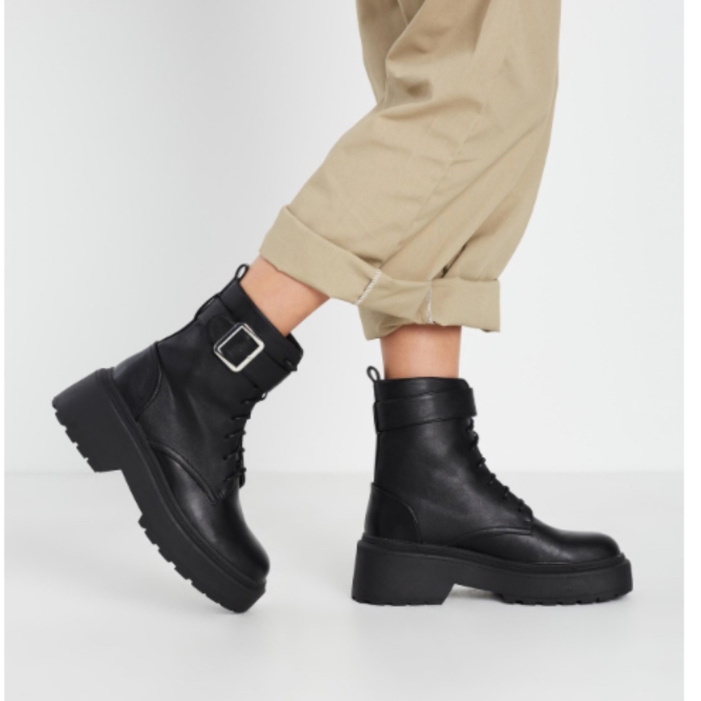 Billini Xanti lace up black booties